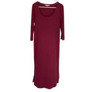The NINES by Hatch Burgundy Ribbed Jersey Maternity 3/4 Sleeve Dress Size Large